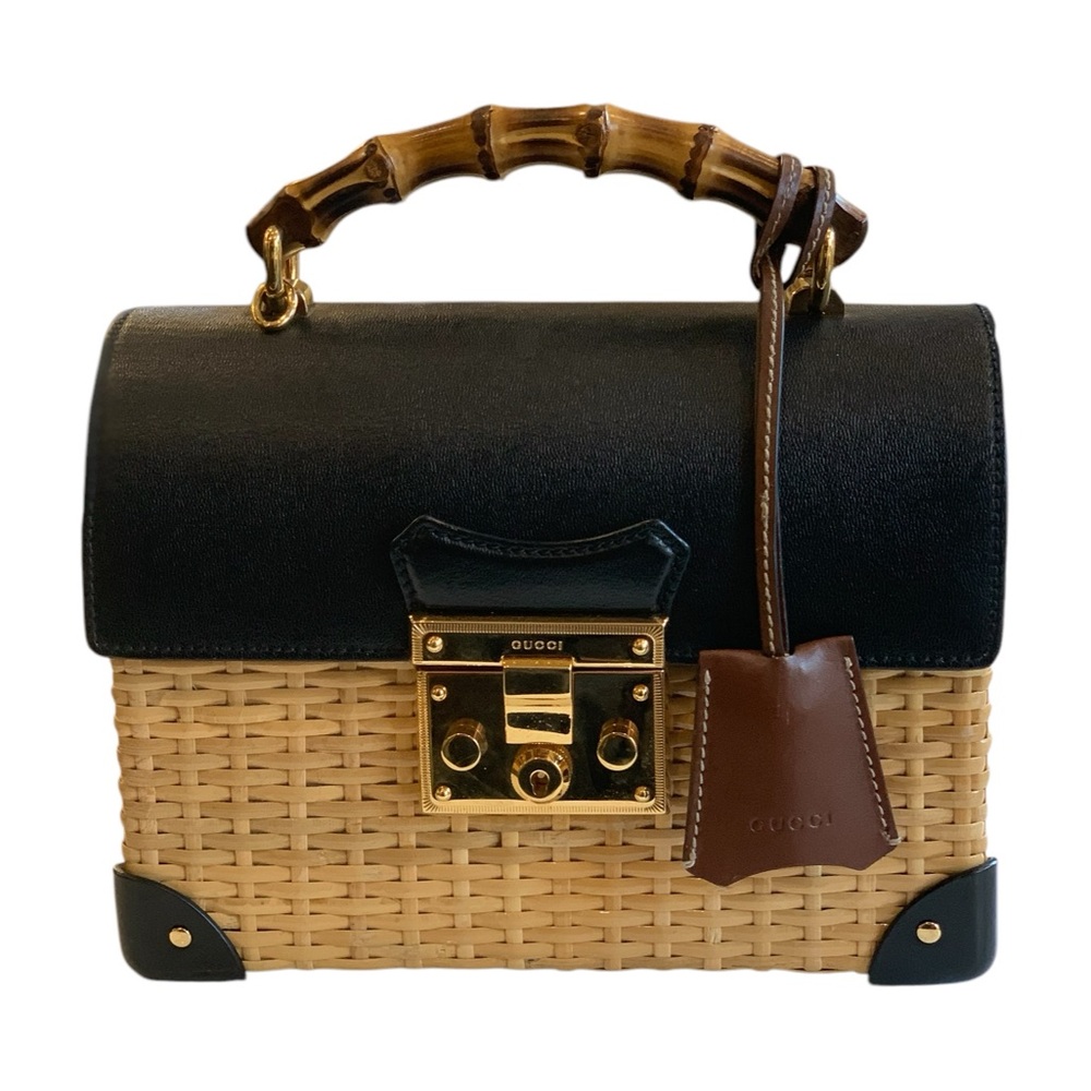 Gucci Japan Exclusive Padlock 2Way Wicker Leather Handbag